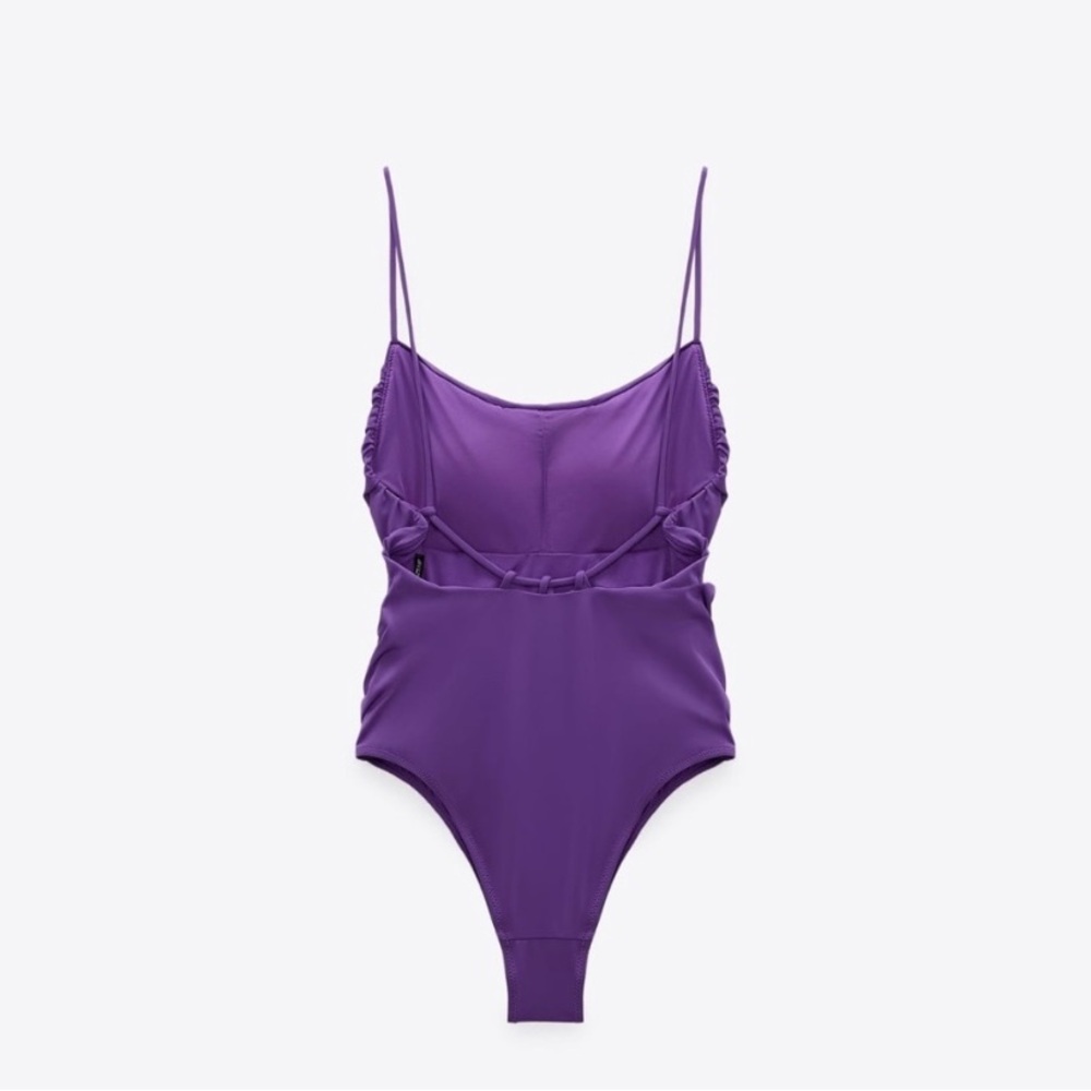 Zara limited edition ruched swimsuit you can’t miss💜💫Removable Padding 💫… - Picture 3 of 7